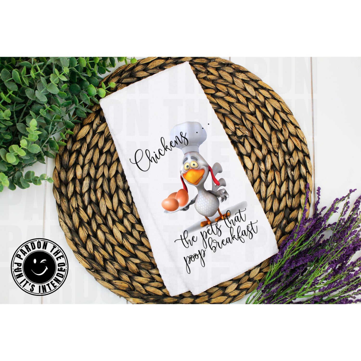 Chicken Lover's! The Pet that Poops Breakfast Lint-free Heavyweight  Embroidered Floursack Tea Towel